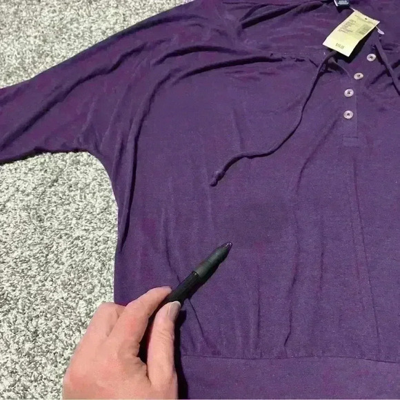 American Eagle Women’s Purple Quarter Button Short Sleeve Blouse Sz Small Note - Picture 6 of 10